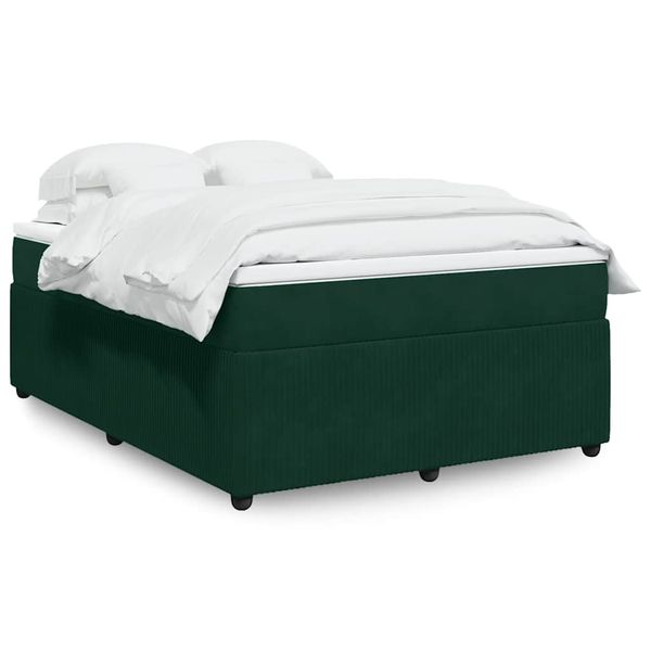 vidaXL Posteľný rám boxsping s matracom tmavozelený 140x190 cm zamat