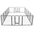 vidaXL Oceľová ohrádka pre psov so 16 panelmi 80x80 cm čierna