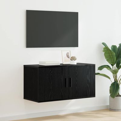 vidaXL Nástenná skriňa pre TV Nástenný Čierny dub 80 x 34.5 x 40 cm