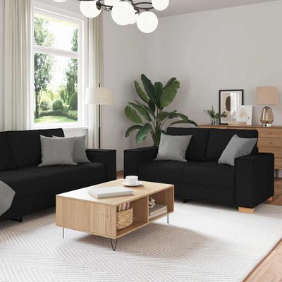 vidaXL Pohovka 3 pcs Čierna 220 x 80 x 84 cm Ľanová zmes