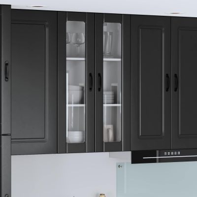 vidaXL Nástenný sklenený kabinet LUCCA Čierna 60 x 31 x 100 cm