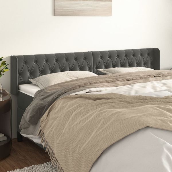 vidaXL Čelo postele so záhybmi tmavosivé 183x16x78/88 cm zamat