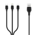 Kábel XO NB103 3v1 USB - Lightning + USB-C + microUSB 1,0 m 2,1A čierny
