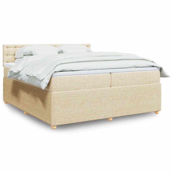 vidaXL Boxspring posteľ s matracom krémová 200x200 cm látka