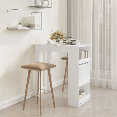 vidaXL Barový stôl+regál, biely 102x50x103,5 cm, kompozitné drevo