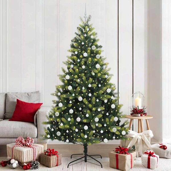 vidaXL Umelý skladací vianočný stromček 300 LED diód Zelená 210 cm