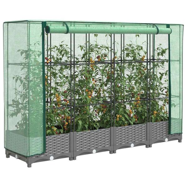 vidaXL Záhon s krytom na skleník ratanový vzhľad 160x40x123 cm