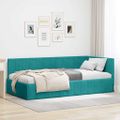 vidaXL Rohový rám postele Tyrkysová 90 cm x 190 cm Zamat