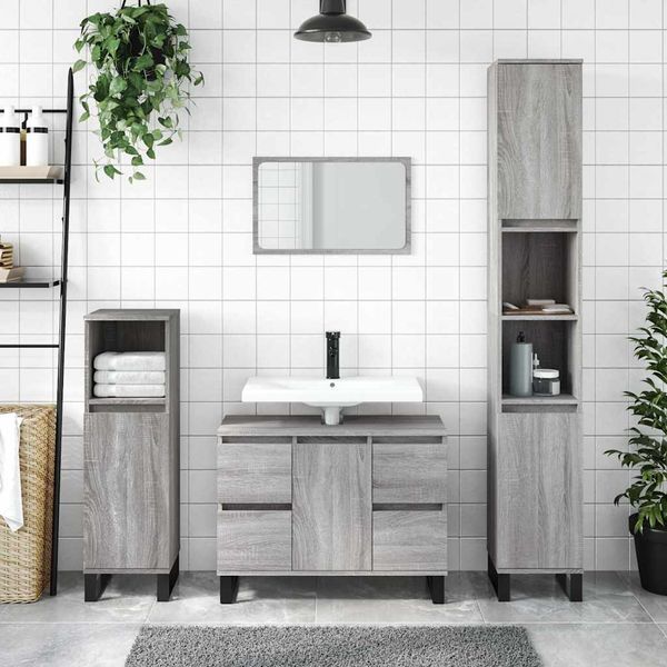 vidaXL Kúpeľňová skrinka sivý dub sonoma 80x33x60 cm kompozitné drevo