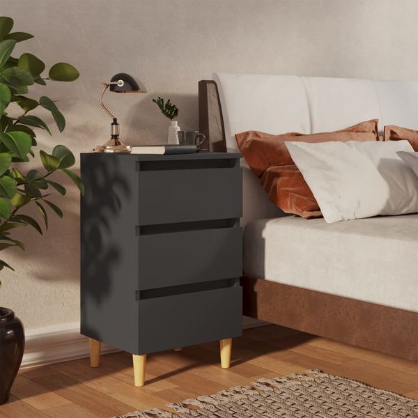 vidaXL Nočné stolíky nohy z masívneho dreva 2 ks sivé 40x35x69 cm