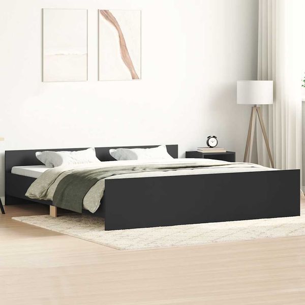 vidaXL Posteľný rám s predným a zadným čelom, čierny 200x200 cm