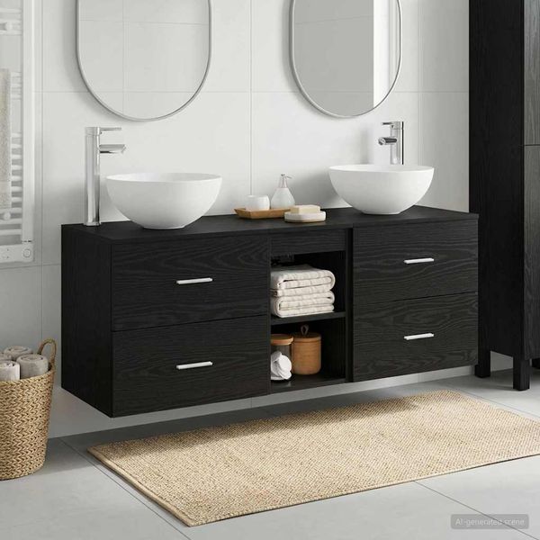 vidaXL Set kabinetov do kúpeľne 3 ks Čierny dub 49,5 x 41 x 64,5 cm