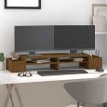 vidaXL Stojan na monitor medovo-hnedý 100x27,5x15 cm masívna borovica