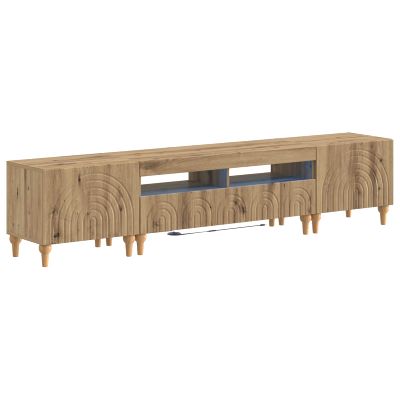 vidaXL 3-dielny LED TV stolík Dub artisan Kompozitné drevo