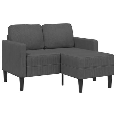 vidaXL 2-miestna pohovka s ležadlom v tvare L, tmavosivá, 125 cm, ľanová