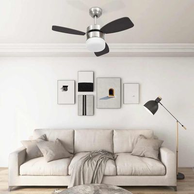 vidaXL Stropný ventilátor so svetlom a ovládačom 76 cm, tmavohnedý
