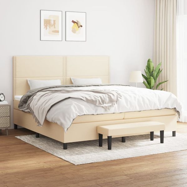 vidaXL Boxspring posteľ s matracom krémová 200x200 cm látka