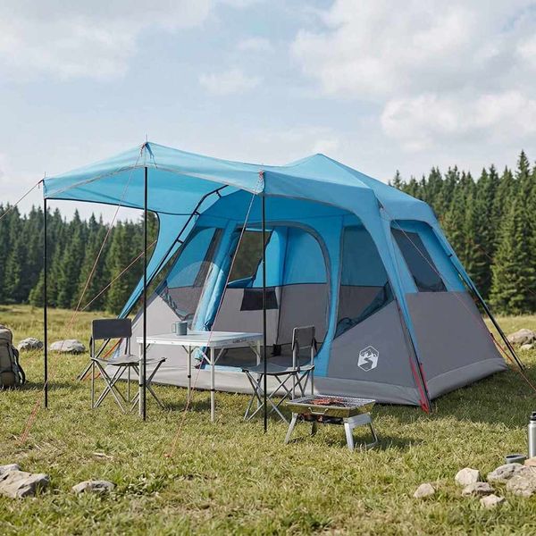 vidaXL Rodinný stan Modrá 305 x 275 x 190 cm Polyester a oceľ