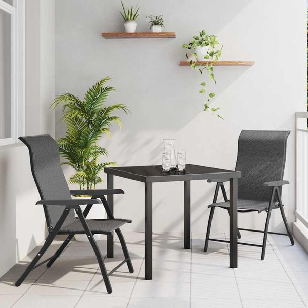 vidaXL Záhradný jedálenský set 3 pcs Sivá