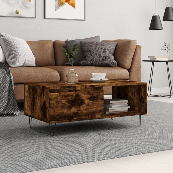 vidaXL Konferenčný stolík dymový dub 90x50x36,5 cm spracované drevo