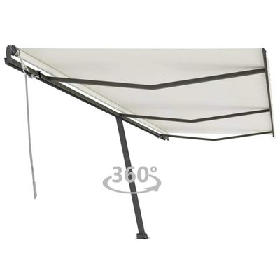 vidaXL Samostatne stojaca ručne zaťahovacia markíza 600x300 cm krémová
