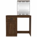 vidaXL Toaletný stolík s LED hnedý dub 90x50x132,5 cm kompozitné drevo