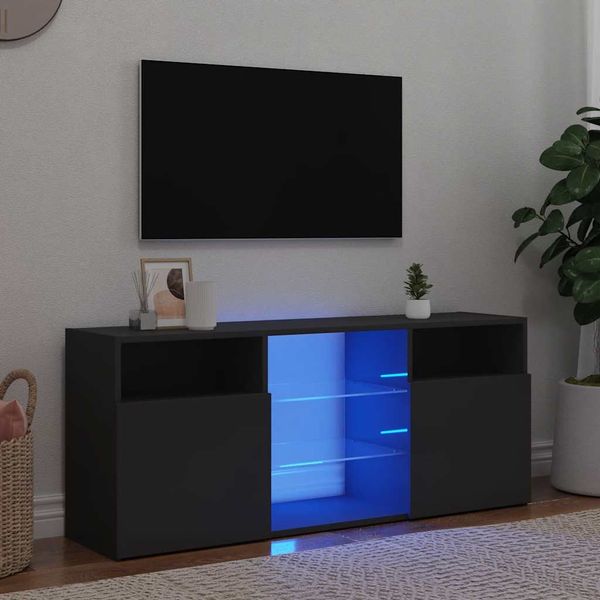 vidaXL TV skrinka s LED svetlami lesklá sivá 120x30x50 cm