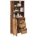vidaXL Highboard Staré drevo 69,5 x 32,5 x 180 cm Kompozitné drevo
