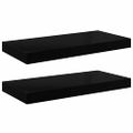 vidaXL Plávajúce nástenné police 2 ks, lesklé čierne 50x23,5x3,8 cm, MDF