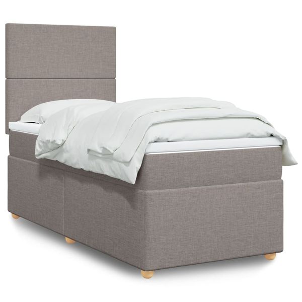 vidaXL Posteľný rám boxsping s matracom sivohnedý 90x200 cm látka