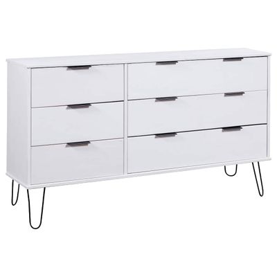 vidaXL Skrinka so zásuvkami, biela 119,3x39,5x73,6 cm, borovicový masív