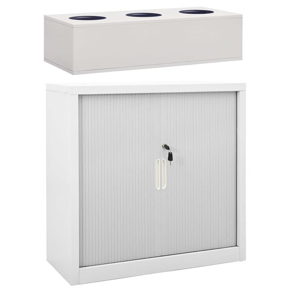 vidaXL Skrinka s vysúvacími dverami s boxom sivá 90x40x113cm oceľ