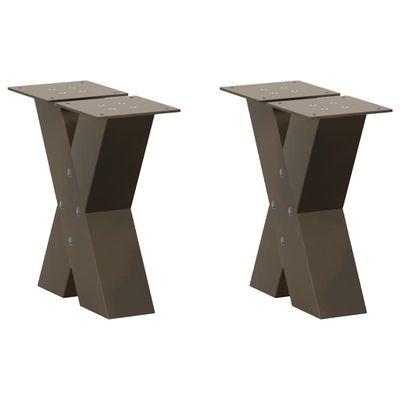 vidaXL Nohy konferenčného stolíka v tvare X, 2 ks, prírodná oceľ, 40 x (30-31) cm, oceľ
