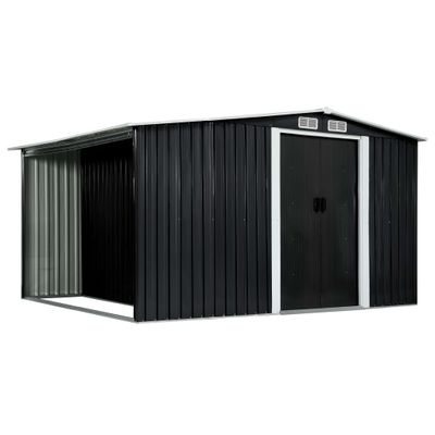 vidaXL Záhradná kôlňa s posuvnými dverami antracitová 329,5x205x178 cm oceľová