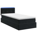 vidaXL Ottoman posteľ s matracom a LED Čierna 100 x 200 cm Zamat