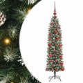 vidaXL Umelý chudý vianočný strom Zelená a biela 120 cm
