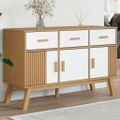 vidaXL Komoda OLDEN, bielo hnedá 114x43x73,5 cm, borovicový masív