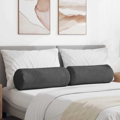 vidaXL Podložkové vankúše 2 pcs Tmavo šedá Ø 25 x 70 cm
