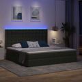 vidaXL LED úložná posteľ s matracom Tmavosivá 200 x 200 cm Látka