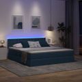 vidaXL LED úložná posteľ s matracom Modrá 180 x 200 cm Látka