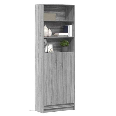 vidaXL Vysoká skrinka s LED sivá sonoma 69x32,5x200cm kompozitné drevo