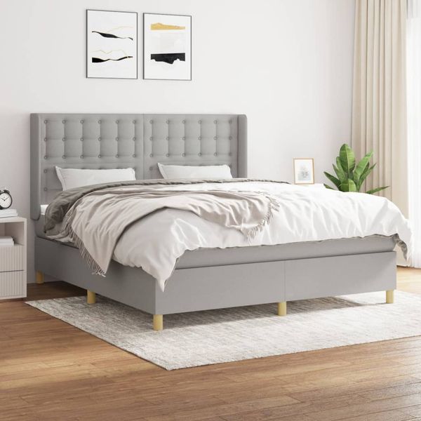 vidaXL Boxspring posteľ s matracom svetlosivá 100x200 cm látka