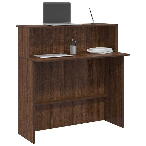 vidaXL Recepčný stôl hnedý dub 100x50x103,5 cm kompozitné drevo