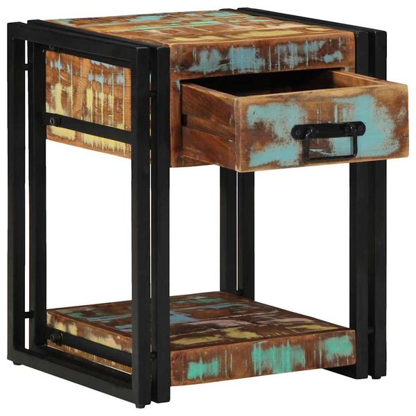 vidaXL Nočný stolík Viacfarebný 40 x 40 x 50 cm Masívne obnovené drevo