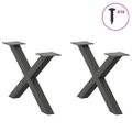 vidaXL Nohy konferenčného stolíka v tvare X, 2 ks, antracitové, 50 x (30-31) cm, oceľ