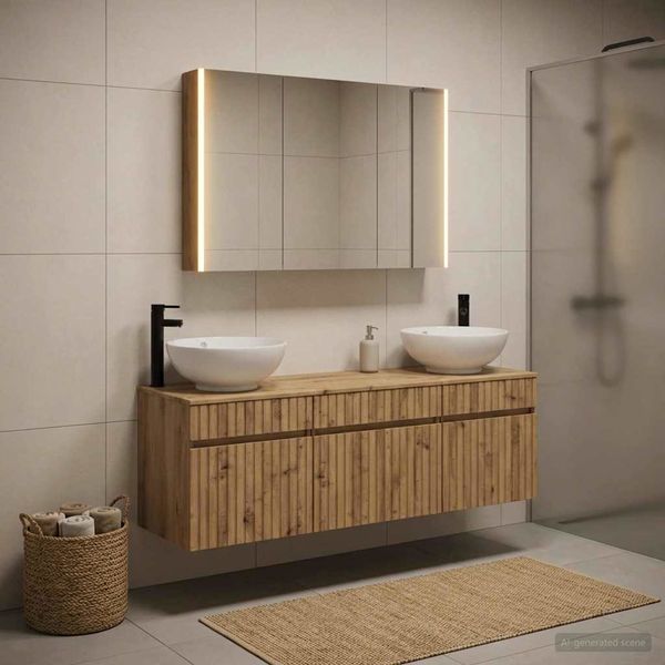 vidaXL Set kabinetov do kúpeľne 4 pcs Dub artisan 103,5 x 15,5 x 70 cm