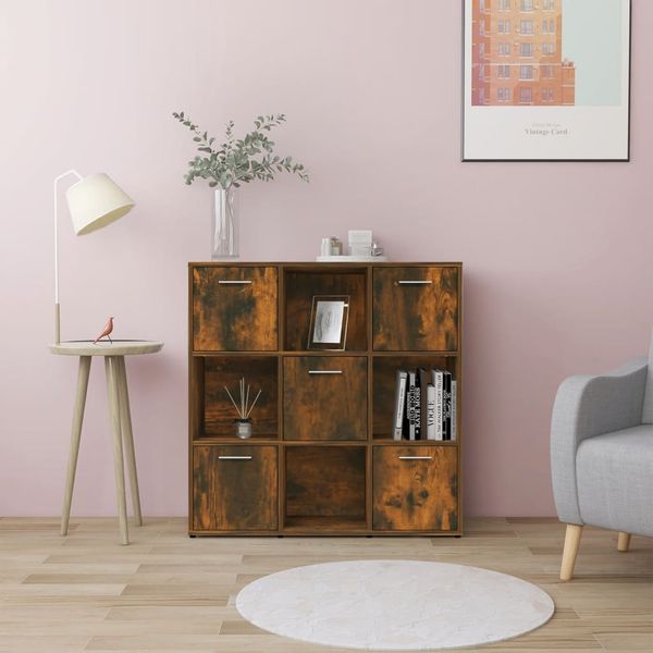 vidaXL Knižnica dymový dub 90x30x90 cm spracované drevo