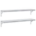 vidaXL Nástenné police 2 ks 100x23,5cm, strieborné, nehrdzavejúca oceľ