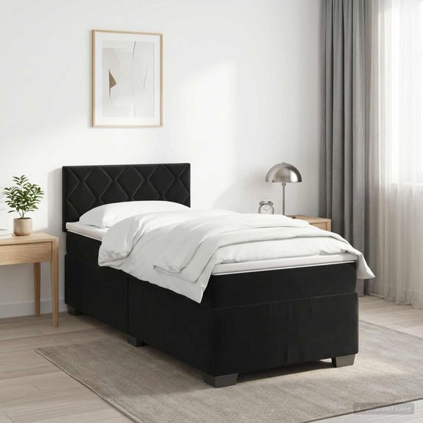 vidaXL Posteľ boxspring s matracom Čierna 80 x 200 cm Zamat
