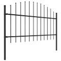 vidaXL Záhradný plot s vrchnou časťou z ocele 1005x125 cm čierny